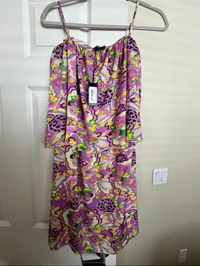 Vilebrequin Purple Floral Strapless Sundress with Yellow & Green Accents